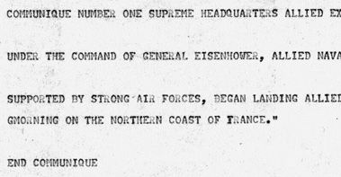 Eisenhower Authorizes Communique Announcing Landings
