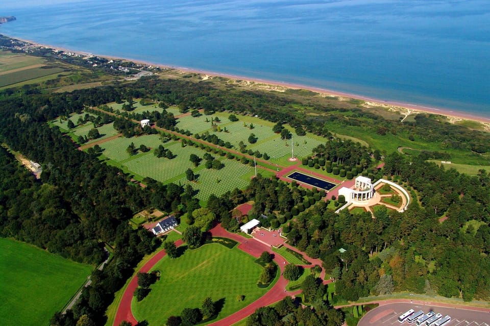 Aerial View of Normandy American Cemetery at Colleville-sur-Mer