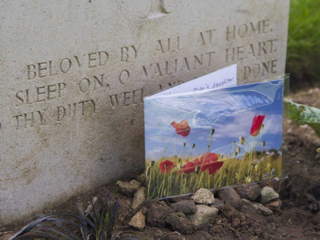 Card Left Near Headstone At Hermanville War Cemetery