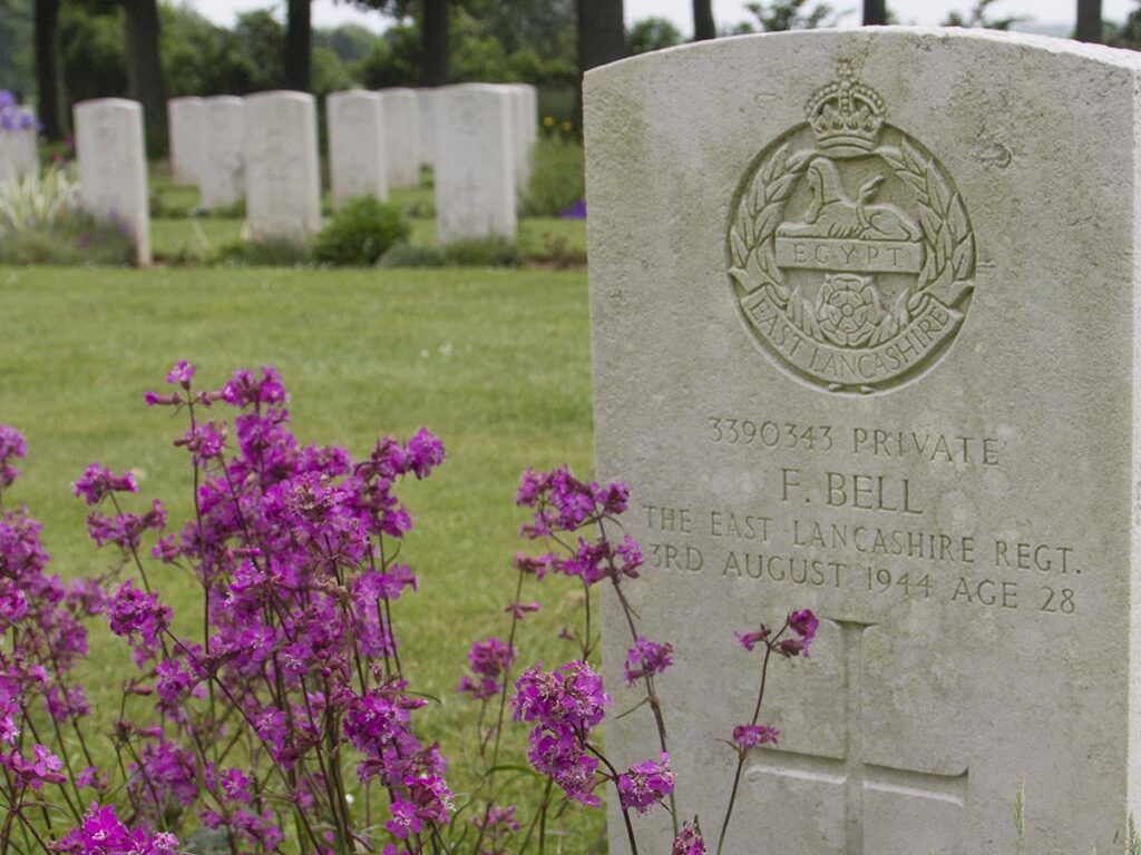 Headstone at Fontenay-le-Pesnel War Cemetery