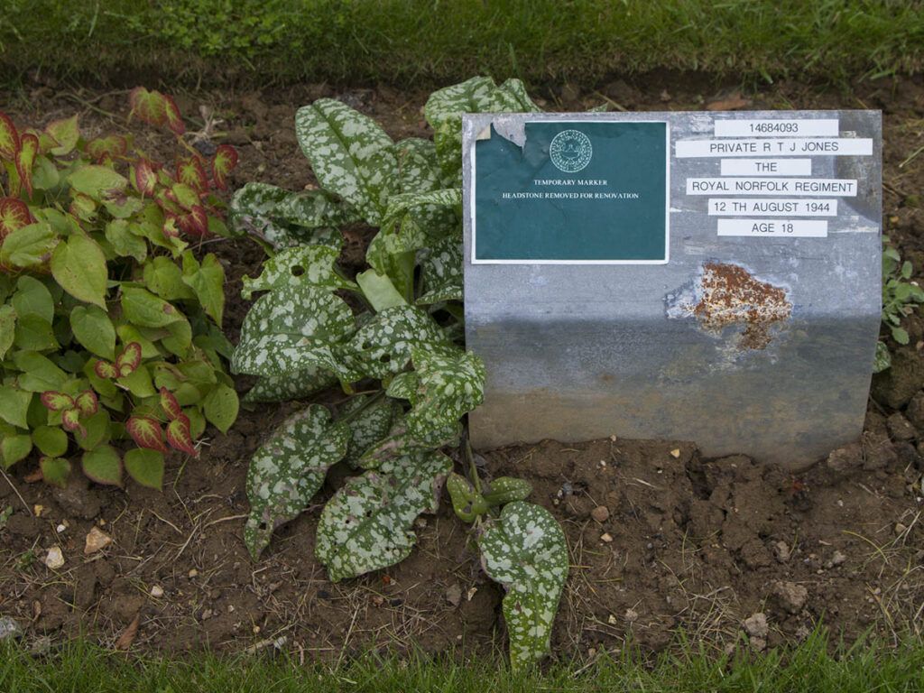 Headstone at St. Désir-de-Lisieux British War Cemetery