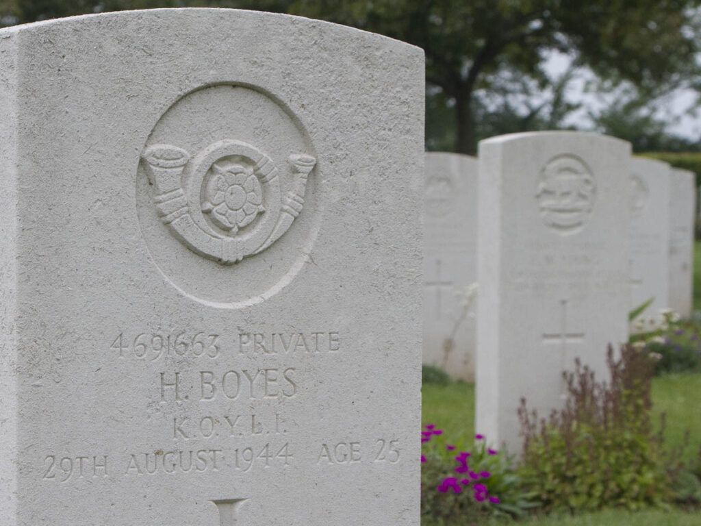 Headstone at St. Désir-de-Lisieux British War Cemetery