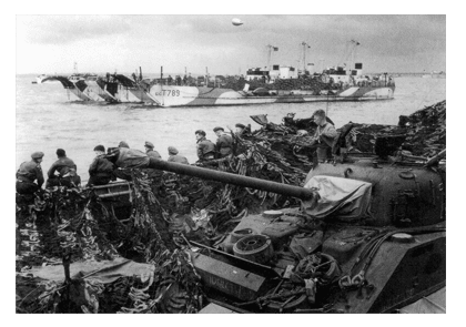 Landing Craft, Tank (LCTs) near the Isle of Wight prior to leaving for Normandy