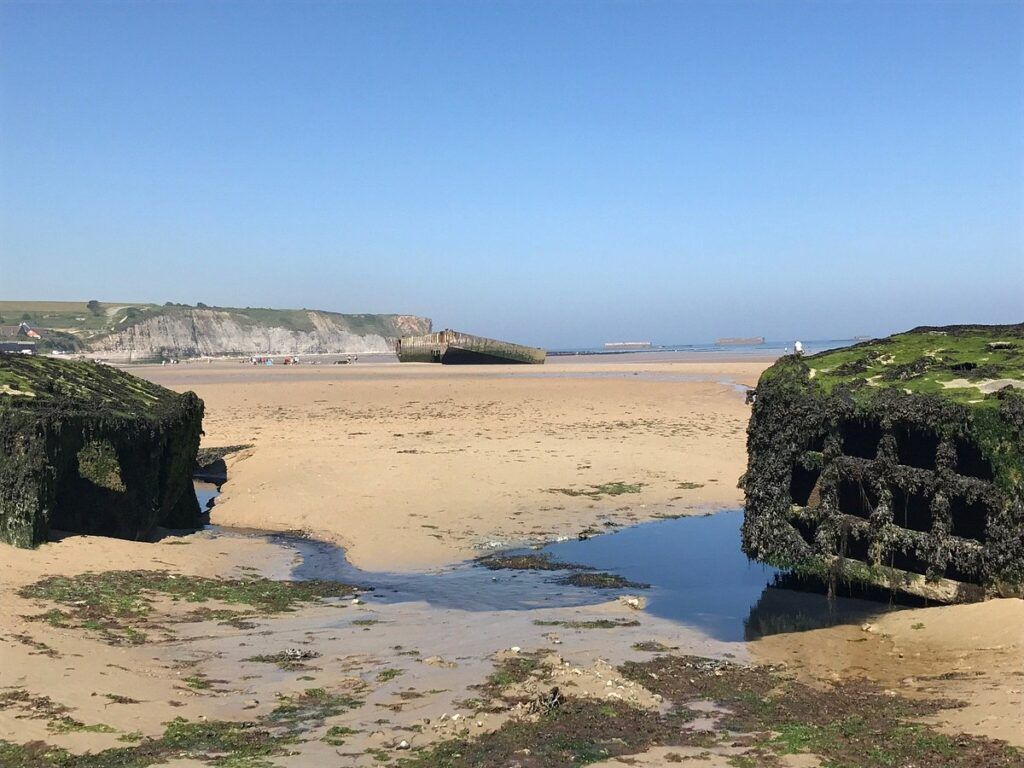 Remains Of Mulberry Harbor In Arromanches-les-Bains