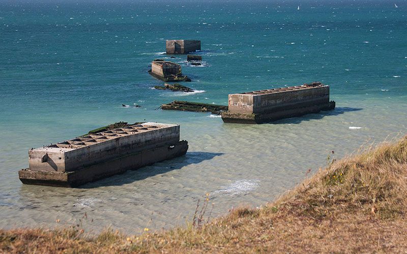 Remains of Some of the Phoenix Caissons at Mulberry B - or Port Winston - at Arromanches