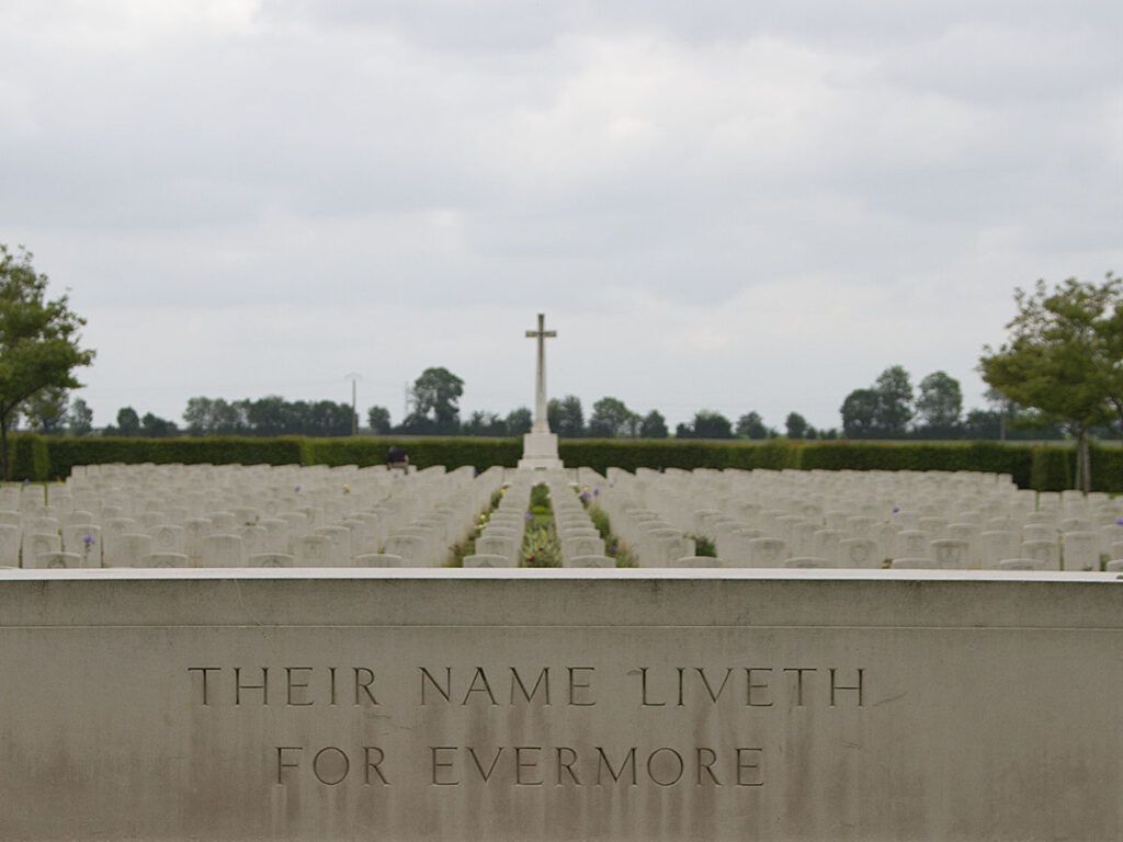 Rows Of Headstones At Banneville-La-Campagne War Cemetery