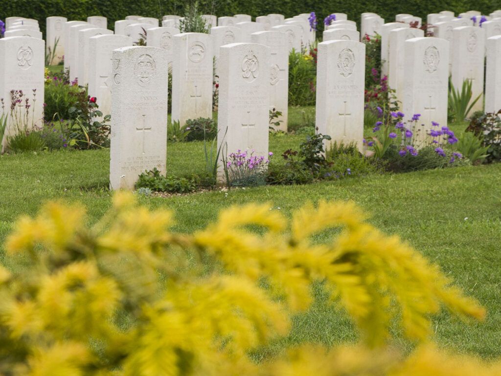 Rows of Headstones at Hottot-les-Bagues War Cemetery