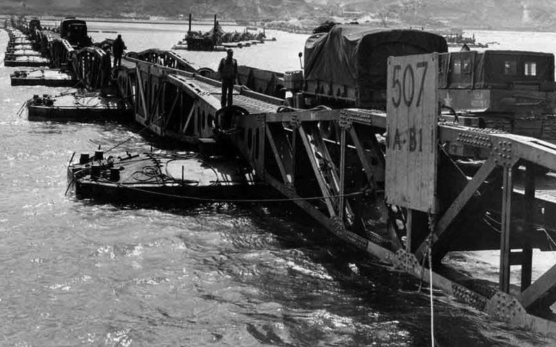 Sections of Roadway of a Whale Pier and their Floating Concrete Supports known as Beetles