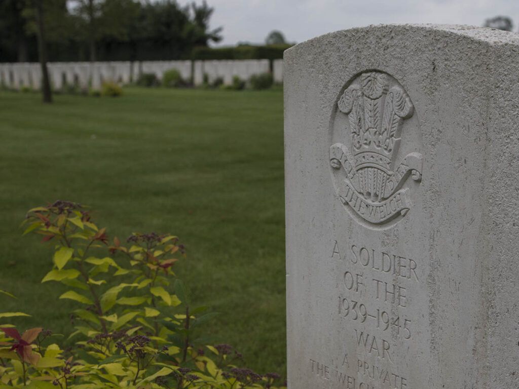 Tombstones At Banneville-La-Campagne War Cemetery