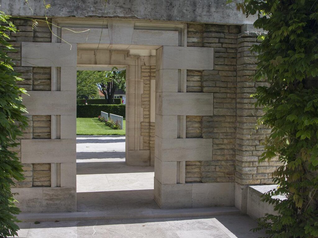 View of Headstones from Entrance at La Délivrande War Cemetery